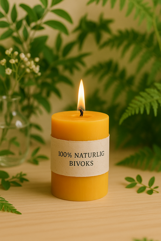 Bloklys på 7,5 cm i ren naturlig bivoks