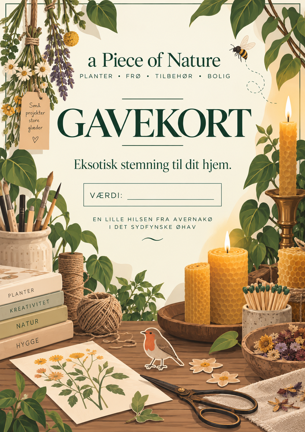 Gavekort til a Piece of Nature med hyggetema
