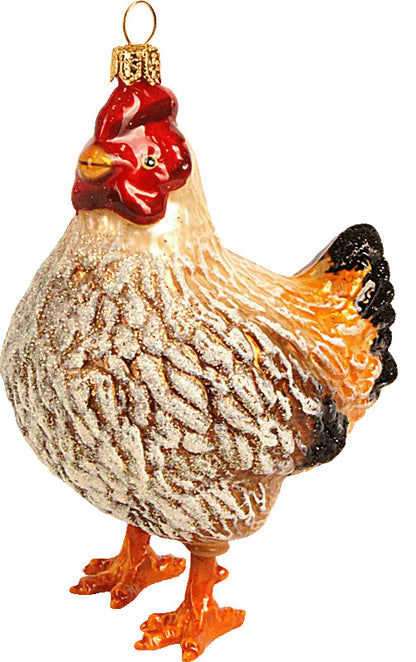 Høne julekugle på hvid baggrund
