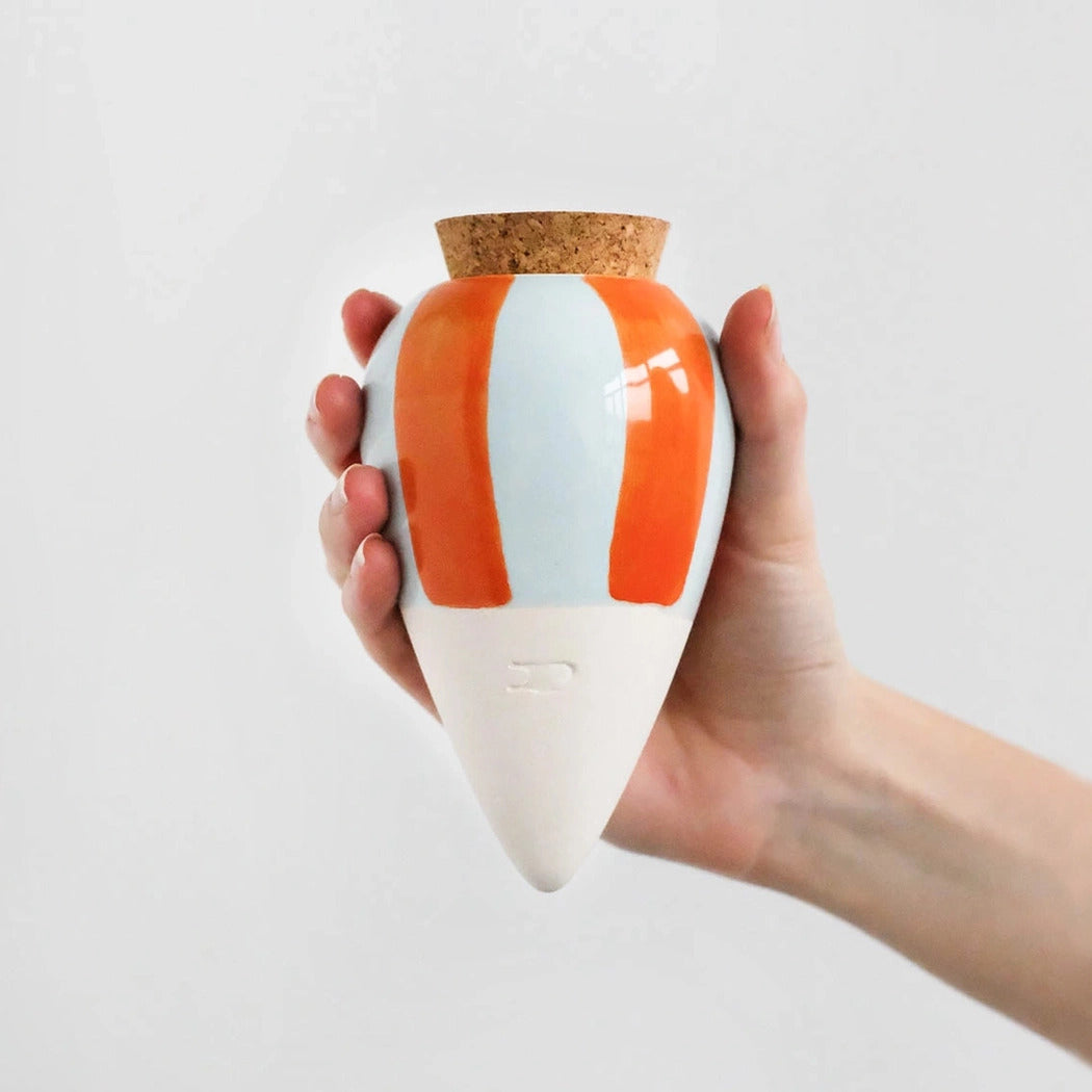 Ferievander også kaldet olla med orange og lyseblå striber