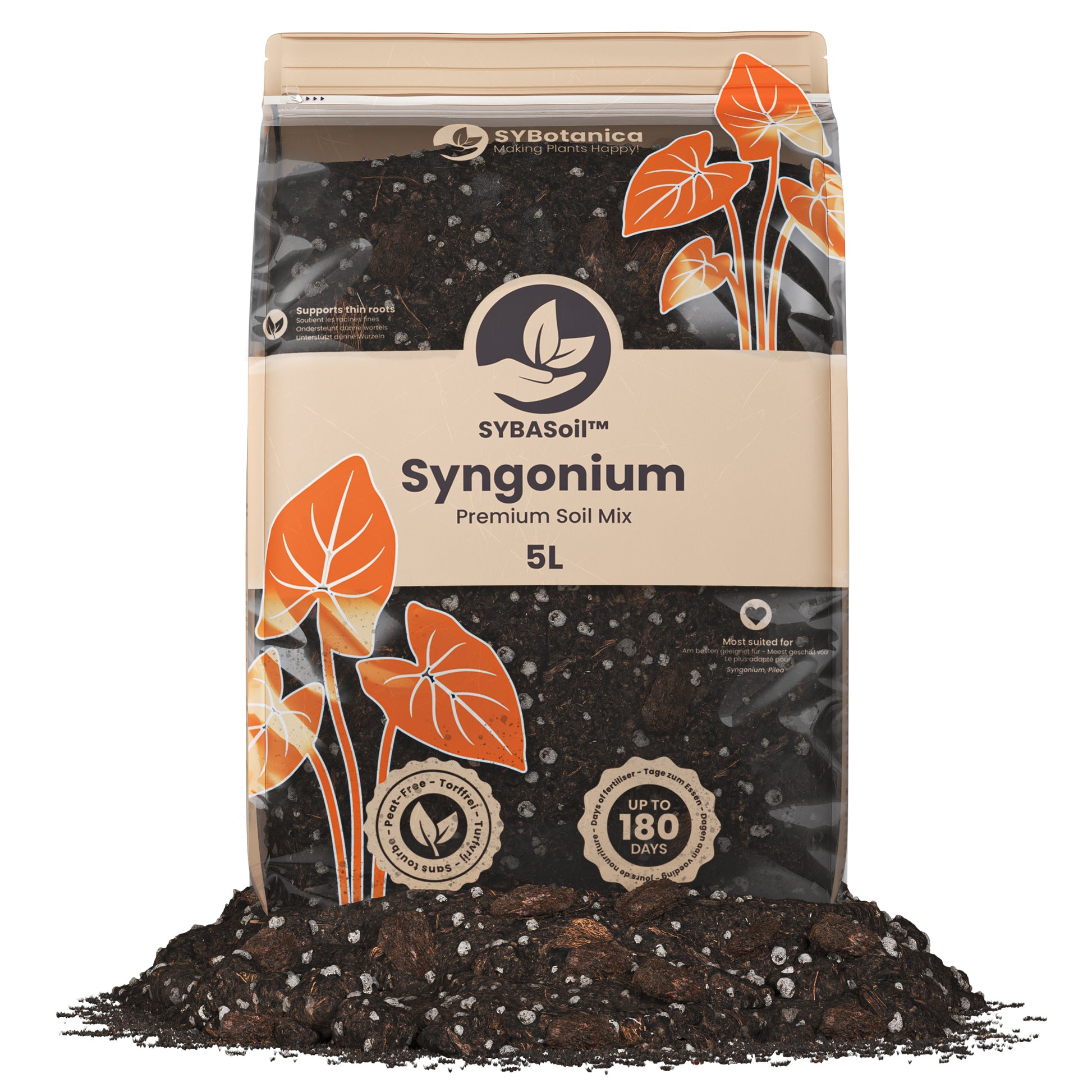 Flot pose med jord til Syngonium planter