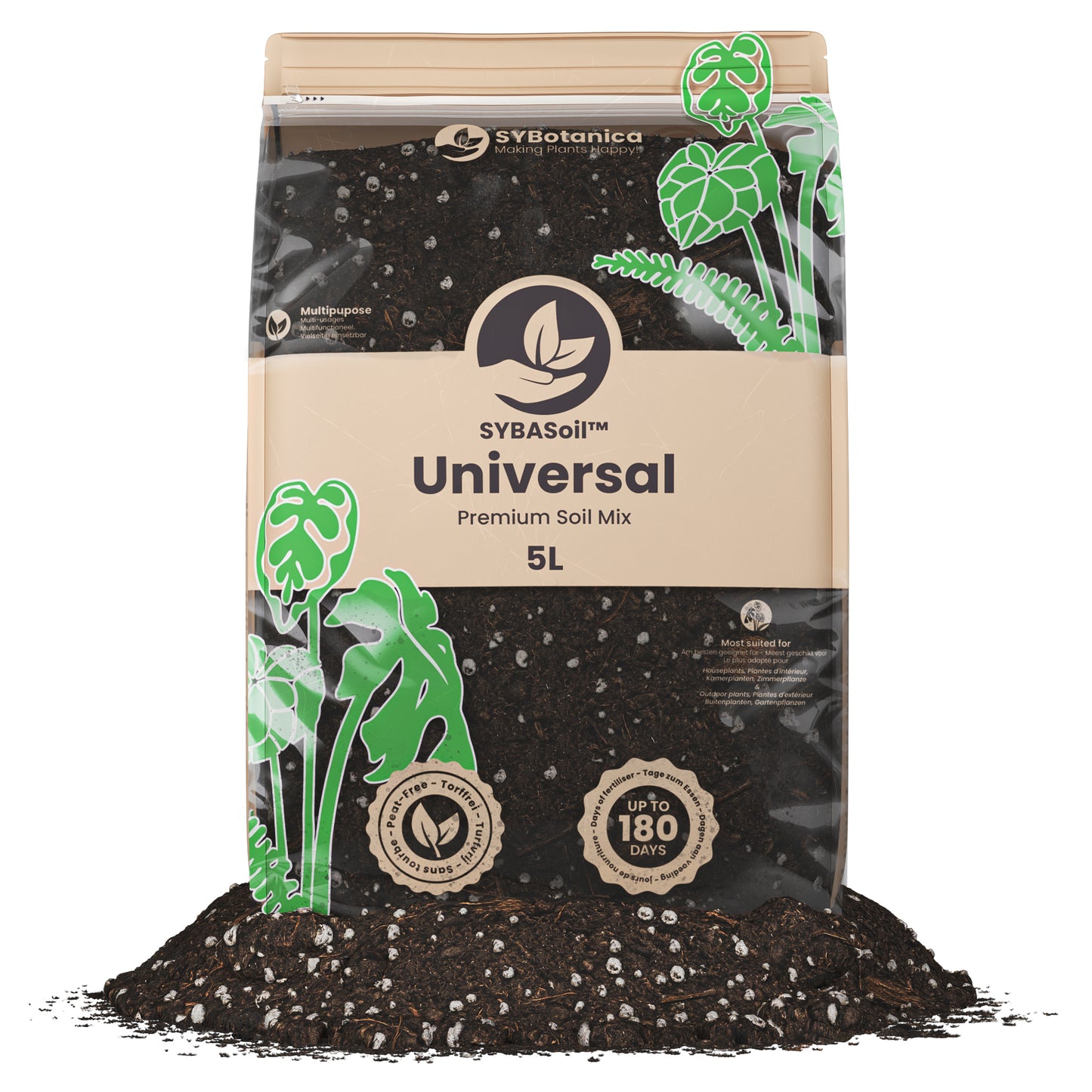 Fin pose med universal jord til planter